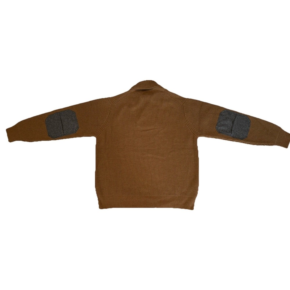 Rare Orvis Sweater Mens L WWII Khaki/ Elbow Patch Military Shawl Collar NWT - Picture 9 of 9